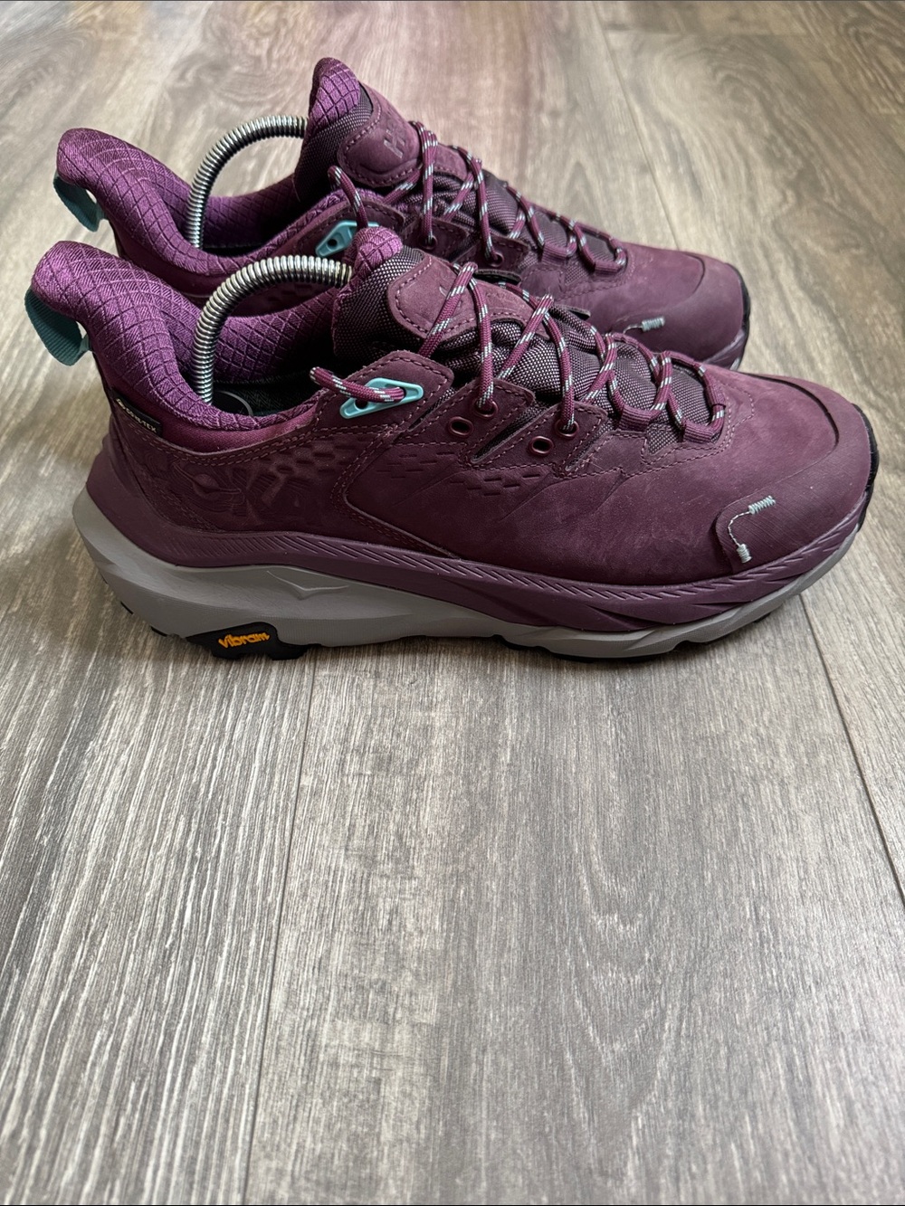 Hoka Kaha2 low GTX Women's Plum Trail Runner with Teal Accents
